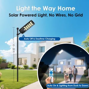 Lixmiari Solar Street Lights Outdoor, Wide Angle LED Lighting with Motion Sensor & Remote Control, IP67 Waterproof, Long-Lasting Solar Powered Lamp, Dusk to Dawn, for Patio, Yard, Outside, 2 Pack