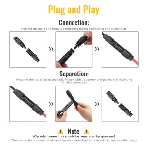 BougeRV 44 PCS Solar Connectors Solar Panel Cable Connector Kit with Spanners - IP68 Waterproof 22 Pairs Male/Female (8AWG)