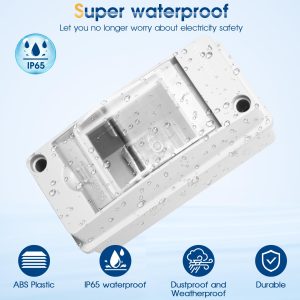 XINYIELE Waterproof Distribution Protection Box, ABS Plastic Breaker Electrical Box and Transparent Cover IP65, for Indoor Outdoor Wall Circuit Breaker (HT-2WAY)