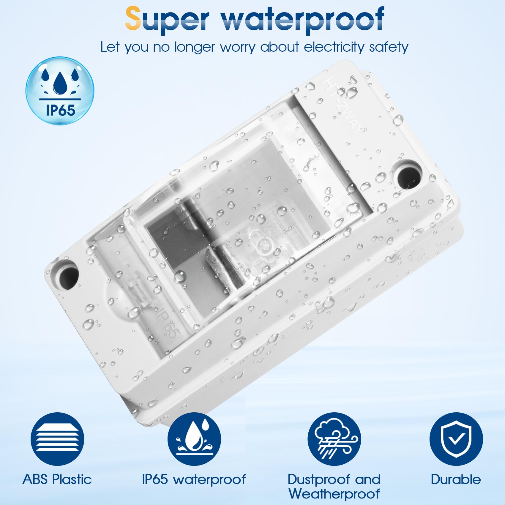 XINYIELE Waterproof Distribution Protection Box, ABS Plastic Breaker Electrical Box and Transparent Cover IP65, for Indoor Outdoor Wall Circuit Breaker (HT-2WAY) - Image 7