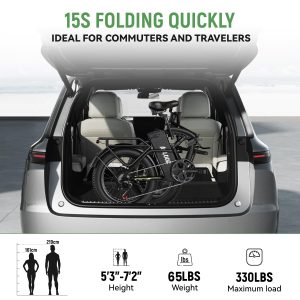 Kebiko 1000W Folding Electric Bike,48V 20AH Removable Battery E Bike,30+MPH,80 Miles Max Range Electric Bike for Adults,20" Fat Tire Foldable ebike,Adult Electric Bicycle for Commute Beach Snow