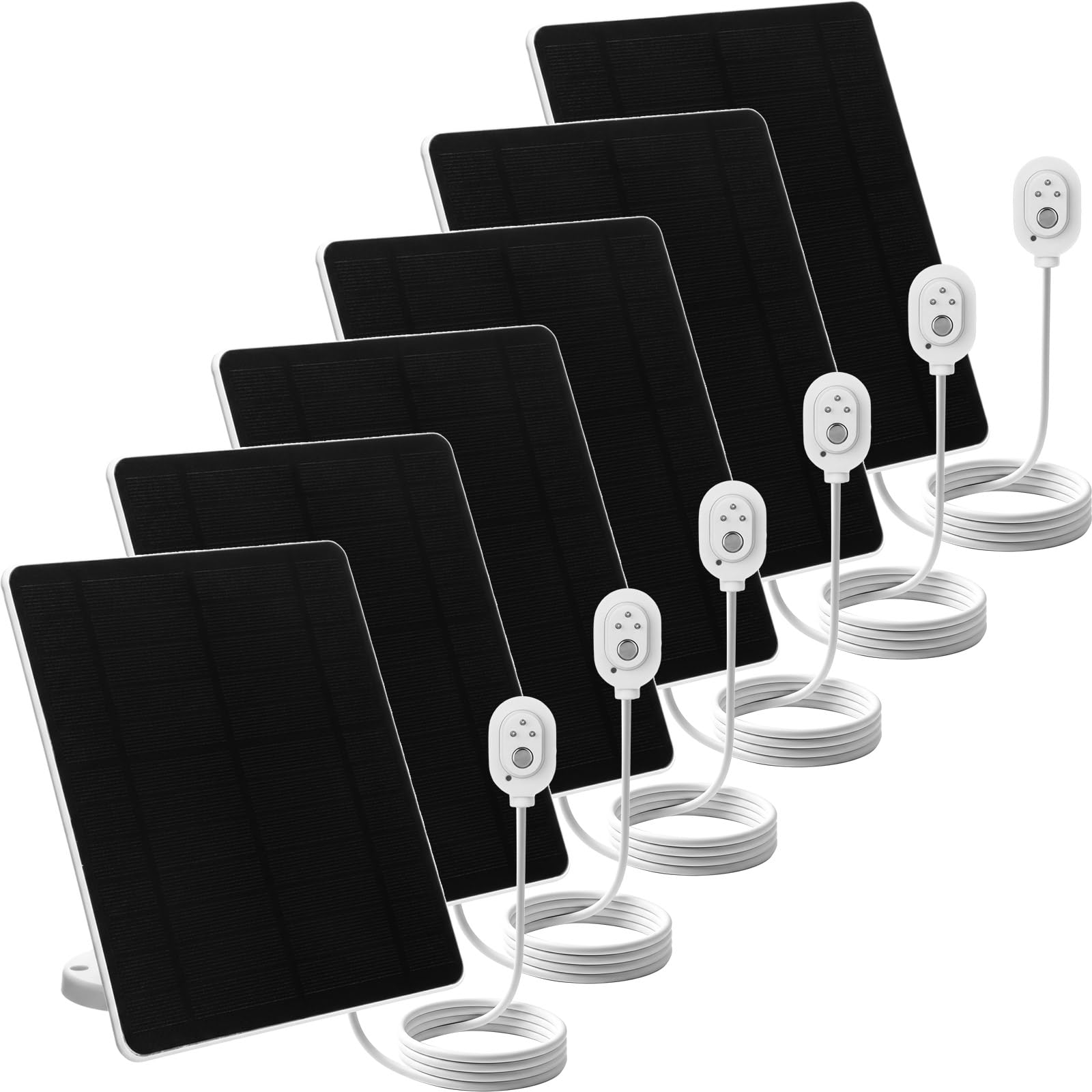 Copkim 6 Set Solar Panel for Security Camera - IP65 Waterproof 4.5W Solar Panels with 9.8ft Charging Cable & Adjustable Wall Mount