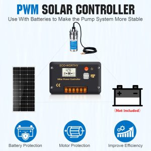ECO-WORTHY Solar Well Pump Kit 12V DC Submersible Water Pump with 200W Solar Panel for Off-Grid Areas, Deep Wells, Irrigation, and Water Tank Filling