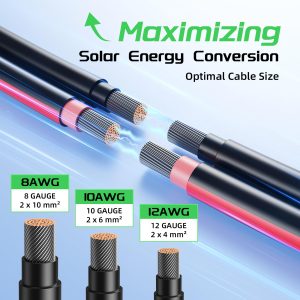 Bateria Power 20Ft 10AWG Solar Panel Extension Cable, 6mm² Twin Wire Conductor Parallel Solar Wire Adapter Kit with Waterproof Female & Male Solar Connectors for RV, Marine, Photovoltaic Systems