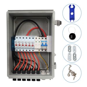 lopopvsys Solar 6 String PV Combiner Box with Lightning Arreste, 15A Rated Current Fuse and 2P 63A Circuit Breakers for On/Off Grid Solar Panel System (6 String PV Combiner Box)