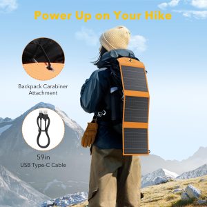 SOLUPUP Solar Panels 30W Portable Foldable Solar Charger with 5V USB-A and USB-C Fast Charging Compatible with iPhone, iPad, Samsung, Power Banks, IPX5 Waterproof Perfect for Camping, Hiking, Outdoor