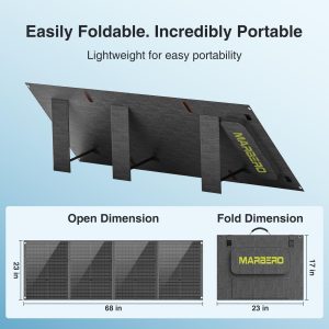 MARBERO 200W Portable Solar Panel for Power Station & DC Devices 200 Watt Foldable Solar Charger >23% High Efficiency IP68 Waterproof Compatible with Solar Generator for Camping RV Outdoor Cloudy