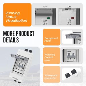 Pjerjzn Solar Panels Disconnect Switch 25A 1000VDC PV Shut Off Switch Outdoor Circuit Breaker Box IP65 Waterproof UV-Proof