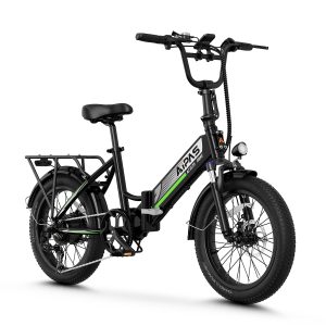 Aipas A2 Folding Electric Bike, 20'' Fat Tire Electric Bike with 750W Peak Motor, 48V 12.8Ah Removable Battery, 28MPH Max Speed, 62 Mile Range, Step-Through Frame and 7-Speed