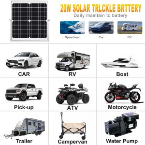 SOLPERK Solar Panel Kit 20W 12V, Solar Battery Trickle Charger Maintainer + Upgrade Controller + Adjustable Mount Bracket for Boat Car RV Motorcycle Marine Automotive