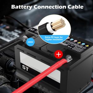 2 Gauge AWG Battery Cables 6 Ft Black+6 Ft Red, Pure Copper Power Inverter Wire Set with 3/8 in Lugs Both Ends,High Power Flexible&Durable for Automotive Solar Marine Boat RV Car Motorcycle-UL-Outdoor