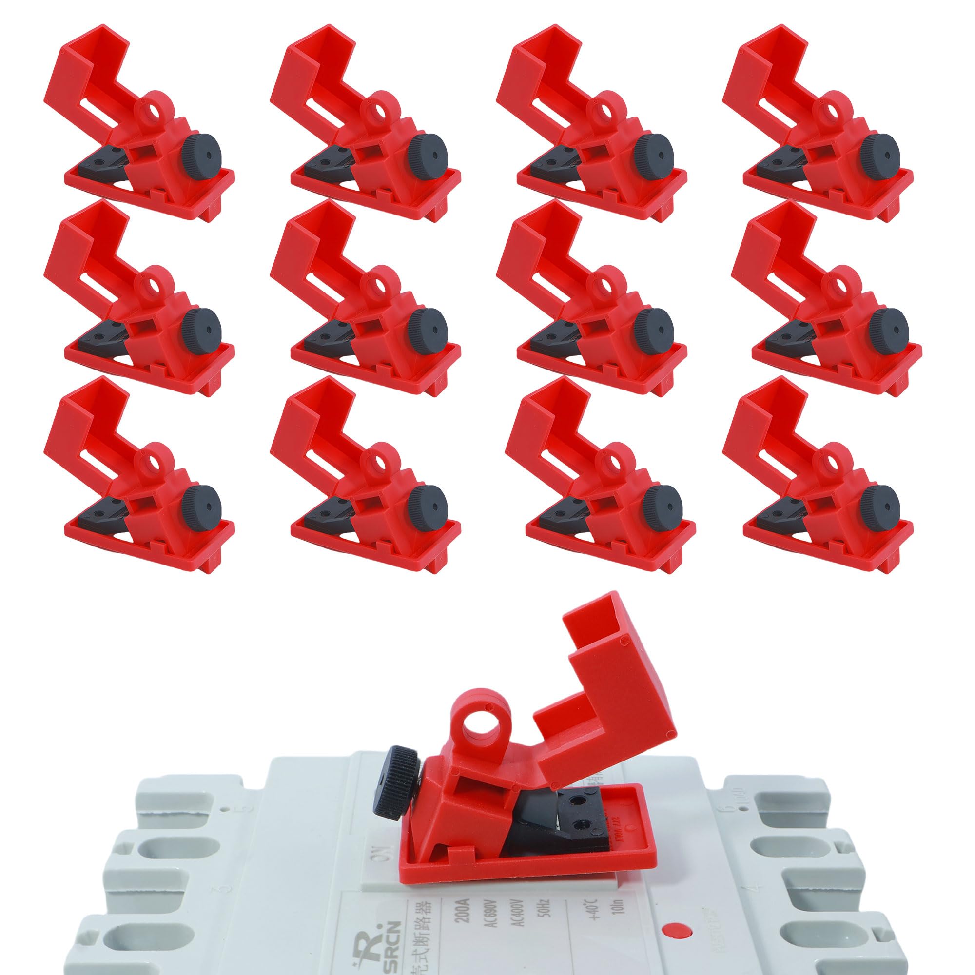 AuRandoo 12 Pack Circuit Breaker Lockout Kit - Single Pole Clamp-On 120/277V Breaker Box Lock & Electrical Panel Lockout Device Lock Out Tag Out OSHA Compliant