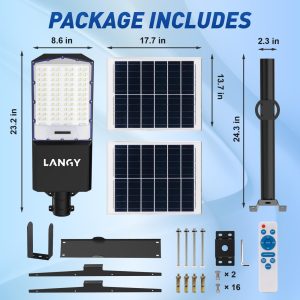 7000W Solar Street Lights Outdoor, 2PCS 40000mAh IP67 Waterproof Solar Flood Lights 7000K 550000LM Bright LED Beads Commercial Parking Light with Remote Control for Street, Court, Barn, Parkling Lot
