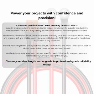 10AWG XT60i to O Ring Terminal Cable 15FT, Solar Battery Charging Cable with XT60i Connector Silicone Wire for Inverter Power Station RV Off Grid