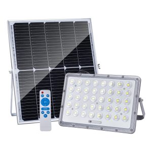 100W LED Solar Flood Lights, 5000mah 8000K Street Flood Light Outdoor IP66 Waterproof with Remote Control Security Lighting for Parking Lot, Yard, Garden, Swimming Pool, Pathway