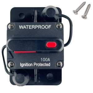 Xipupoo 100 Amp Circuit Breaker 12V - 48V DC with Manual Reset Switch Button for Boat Trolling Motor Marine ATV Trailer Vehicles Stereo Audio Electronic Battery Solar System Inline Fuse Waterproof