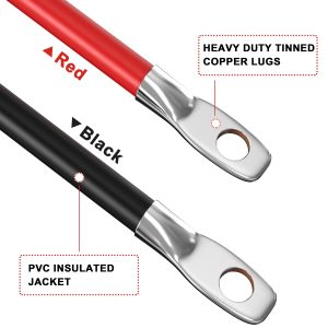 AWELTEC 4 AWG Battery Cable, 4 AWG 18-Inch Pure Copper Battery Inverter Cables with 3/8" Tabs on Both Ends Set for Automotive Solar Power Inverter Marine Boat RV Car Motorcycle (Red and Black)