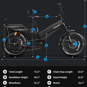 TESWAY 52V 60AH 200 Miles Long Range Ebike, 2000W Versatile Electric Bike,4-Piston Hydraulic Brakes & Full Suspension, 20x4.0 All Terrain Fat Tire EBike with 2 Seaters