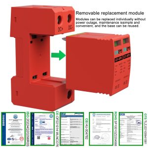 CNLonQcom 2P 40KA Voltage Surge Protector DC 1000V Solar PV Lightning Arrester Device for Rv, Home Lightning Protection System 35mm DIN Rail Mount (2pcs)