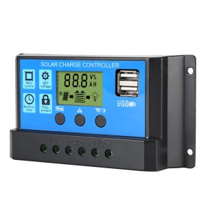 Anern 30A PWM Solar Charge Controller 12V/24V with LCD Display, Dual USB Solar Panel Battery Intelligent Regulator, Auto Parameter Adjustable, Timer Setting, Multiple Load Control Modes