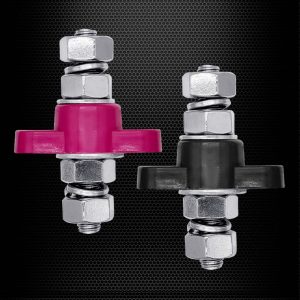 3/8" Stud Remote Battery Terminals 12V 250A, Ampper M10 Single Stud Battery Junction Post Thru Panel Remote Terminal Jumper Post Feed Through W/Cover (1 Pair)