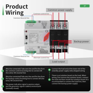 63Amp AC220V Automatic/Manual Transfer Switch 3P 50/60Hz, 3POLE 63A Mini ATS Solar Auto Dual Power Switch W2R for Home Generator, Din Rail Mount Cn Automatic Changeover Fast Transfe for,Rv,Lv Power