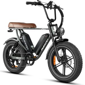 Mukkpet Ninja Moped Ebike,Peak 1500W Motor Electric Bike for Adult,120Miles 32MPH 30AH Removeable Battery Ebike,20"" x4.0 Fat Tires,7-Speed,Dual Suspension, 2 Seater (Standard)