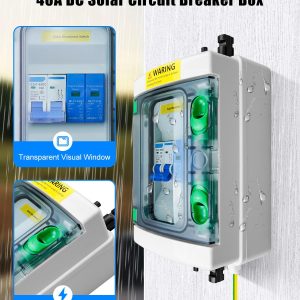 40A DC Solar Disconnect Switch – IP65 PV Circuit Breaker Box, 500V PV Disconnect Switch with Surge Protector & Solar Panel Connectors (Plug-and-Play)