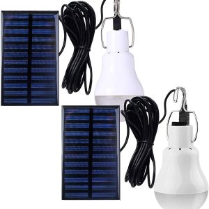 Solar Light Bulbs for Indoor Home and Chicken Coop, Outdoor Waterproof Camping Lamps for Tent, Rechargeable LED Solar Lights for Shed Night, Emergency Power Outage and Outside