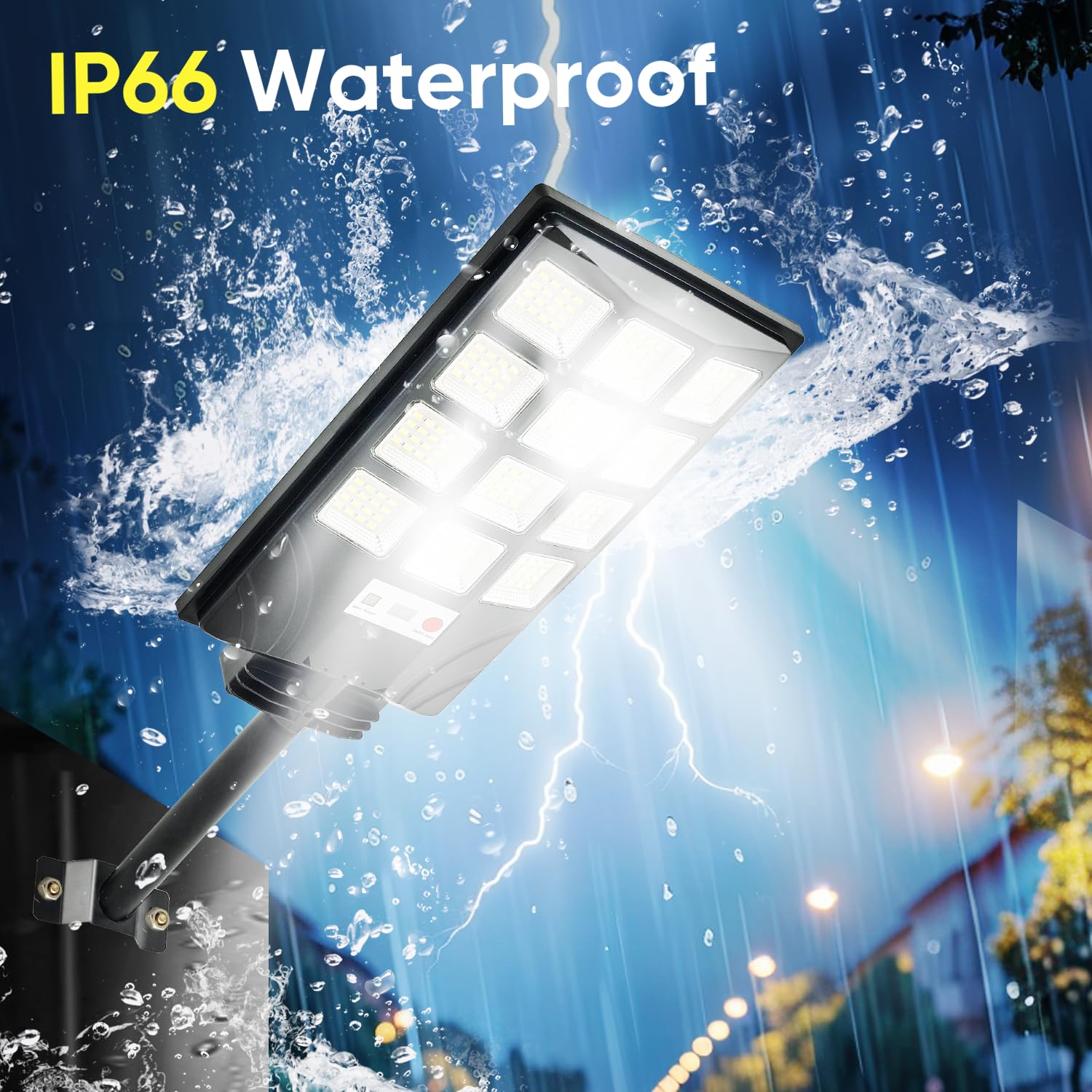 4pcs 600W 30000LM Solar Street Lights Outdoor Waterproof Solar Street Lights for Outside Parking Lot 192 5730LEDs Dusk to Dawn Solar Outdoor Lighting Motion Sensor Light for Garage Remote Control - Image 4