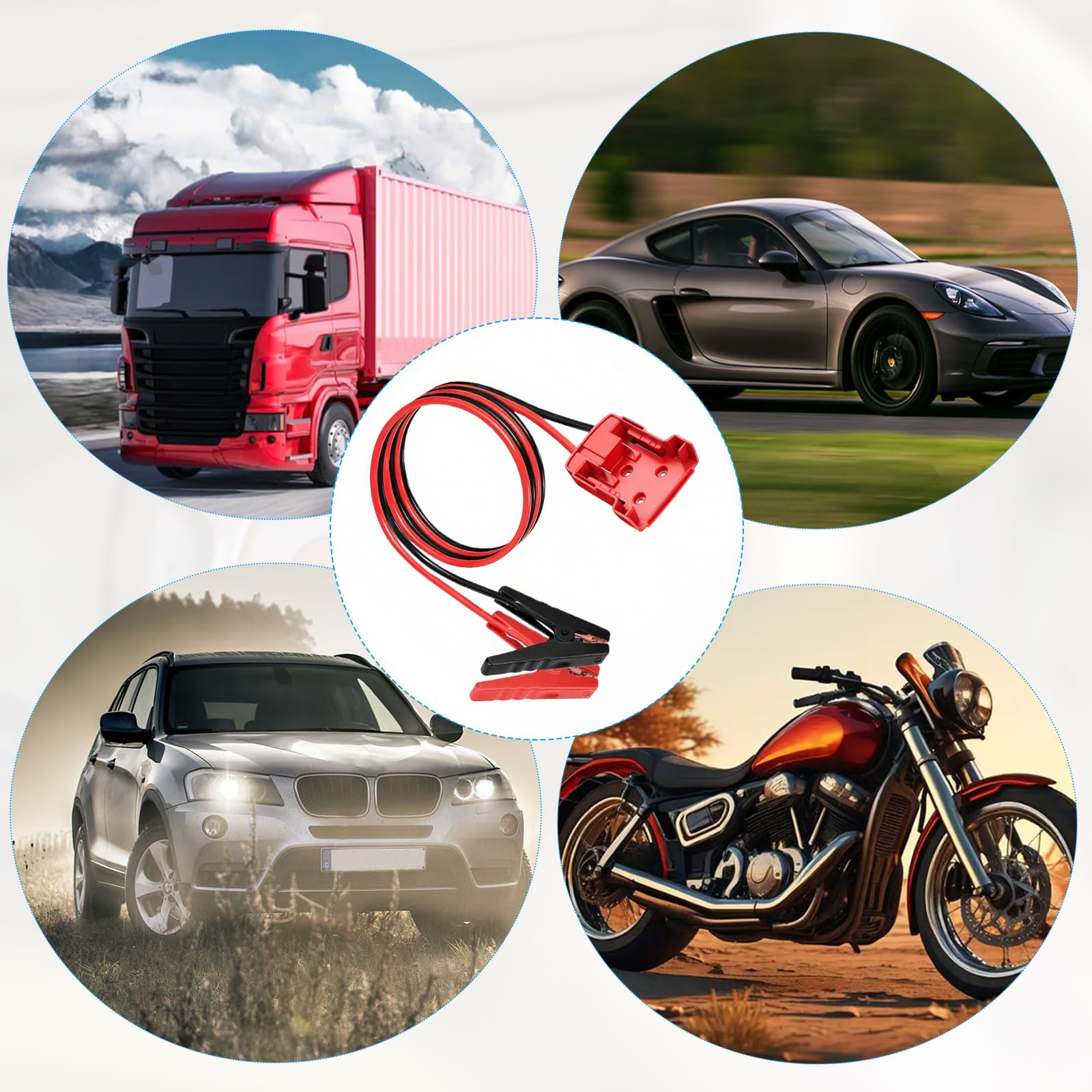 TSSKMOYY Jumper Cables Compatible with Mil-Waukee 18V Battery | 2FT 14AWG Booster Cable with Alligator Clips | Jump Start Clamps Cars/RVs/Truck | 392°F/200°C Silicone Wire Heat Resistant (No Battery) - Image 2