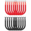 12Pcs 2AWG Battery Cable with 3/8'' M10 Lug Terminals 6-inch Cables Set Tinned Copper Power Inverter Wire Set for Solar, RV, Car, Motorcycle (6 Red +6 Black Cable)