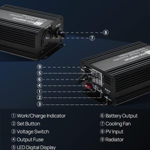 ECO-WORTHY 12A Boost MPPT Solar Charge Controller Solar Panel Regulator for 48V/60V/72V Lead-Acid, LiFePO4, Gel, Flooded Batteries .etc in Golf Cart Electric Vehicles and Solar System