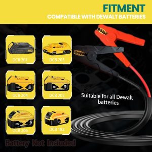 Govel 20V Jumper Cables Adapter for Dewalt- 2FT 8AWG Purple Copper, Large Clamps, Portable Battery Starter Auto Booster Cables for Cars/Lawn Mower/Tools, 200°C Heat Resistant (Battery Not Included)
