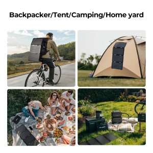 BougeRV 50W Fiberglass Portable Solar Panel, Foldable Solar Cell Solar Charger with USB Outputs for Phones, Compatible with BougeRV 277Wh/173Wh/JuiceGo 240Wh Power Station, for Camping, Hiking