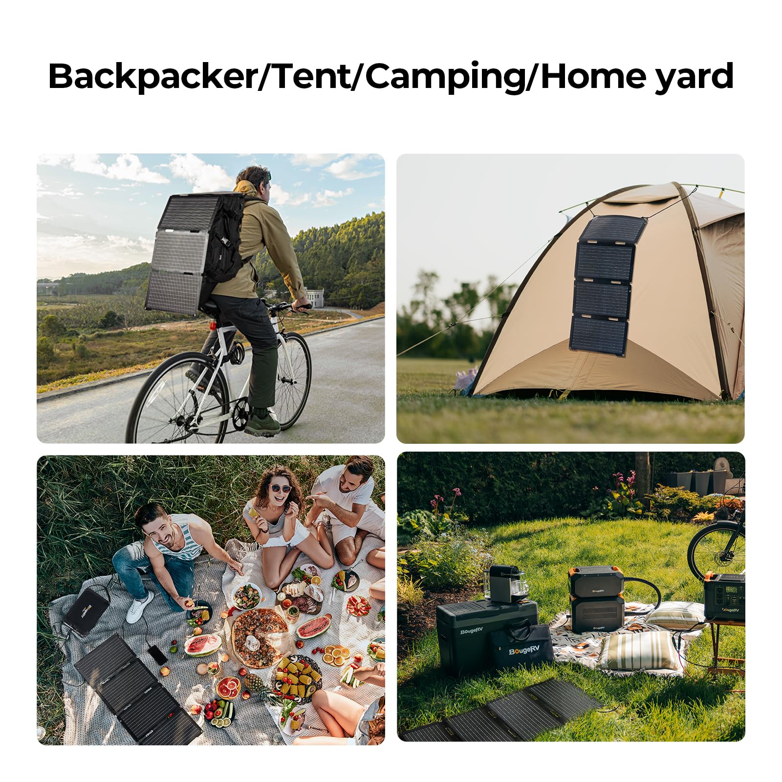 BougeRV 50W Fiberglass Portable Solar Panel, Foldable Solar Cell Solar Charger with USB Outputs for Phones, Compatible with BougeRV 277Wh/173Wh/JuiceGo 240Wh Power Station, for Camping, Hiking - Image 2