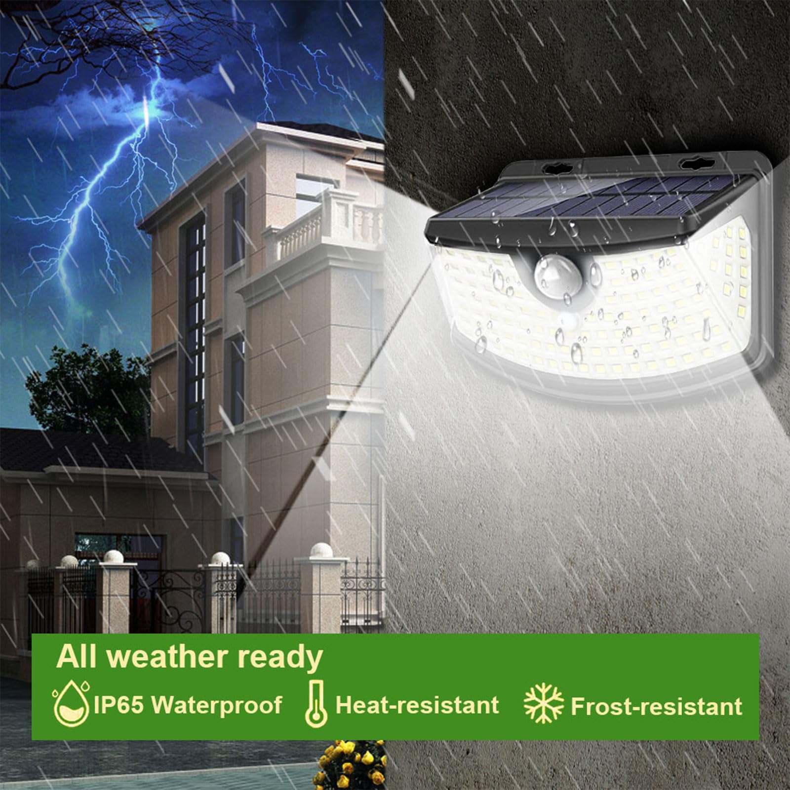 Aootek New Solar Motion Sensor Lights 120 LEDs with Lights Reflector,270° Wide Angle, IP65 Waterproof, Step Lights for Front Door, Yard, Garage, Deck (Front Button 4-Pack) - Image 7