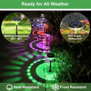 Nupostai 8 Pack Solar Pathway Lights, Multicolor & Warm White LED, IP67 Waterproof, Outdoor Garden Yard Lawn Landscape Decorative