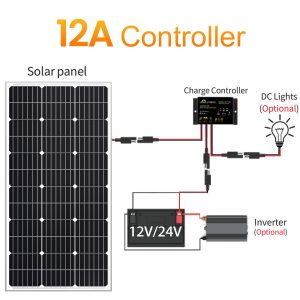 SOLPERK 10A Solar Charge Controller Waterproof Solar Panel Controller 12V/24V PWM Solar Panel Battery Intelligent Regulator for RV Boat car ,with LED Display