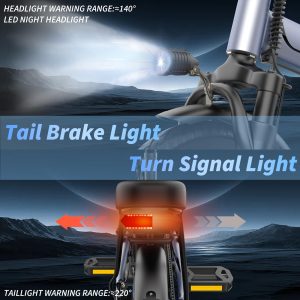 Qlaway 14 Inch Ebike 500W Folding Electric Bike 48V 10.4AH Battery Range 38 Miles Maximum Speed 22 MPH City Commuter Bicycle