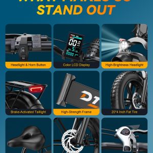 DTTZH Folding Electric Bikes for Adults, 1000W 30MPH Foldable Ebike, 20 Inch Fat Tire Folding Commuter E Bike, 60 Miles 48V 15Ah Removable Battery, UL2849 Adults Electric Bicycle Black