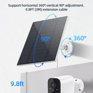 5W Solar Panels for Security Camera, Solar Panel with Micro USB & USB-C Port for DC 5V Outdoor Rechargeable Battery Camera, IP65 Waterproof, 360° Adjustable Security Mount, 9.8ft Cable(1PC)