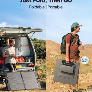 BLUETTI 100W Solar Panel (2025 New) for Solar Generator EB3A AC2A AC50B AC70 AC180 AC200L Elite 200 V2 AC300 B300K Handsfree 1 & 2, Foldable Solar Charger with Adjustable Kickstands for RV, Camping