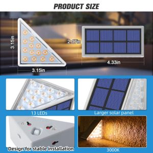 NIORSUN Solar Step Lights 6 Pack, Outdoor Stair Lights Waterproof IP67 with Auto On/Off - 3000K Warm White for Steps, Stairs, Deck, Patio, Yard, Porch, Garden, Sidewalk, Front Door