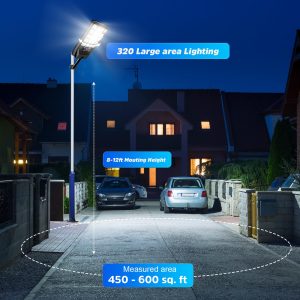 JWT 4 Pack Solar Street Lights Outdoor Waterproof - Solar Powered Flood Light with Motion Sensor & Remote Control 6500K 20000LM,Dusk to Dawn Commercial Solar Lights Outdoor for Parking Lot