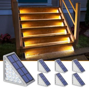 NIORSUN Solar Step Lights 6 Pack, Outdoor Stair Lights Waterproof IP67 with Auto On/Off - 3000K Warm White for Steps, Stairs, Deck, Patio, Yard, Porch, Garden, Sidewalk, Front Door