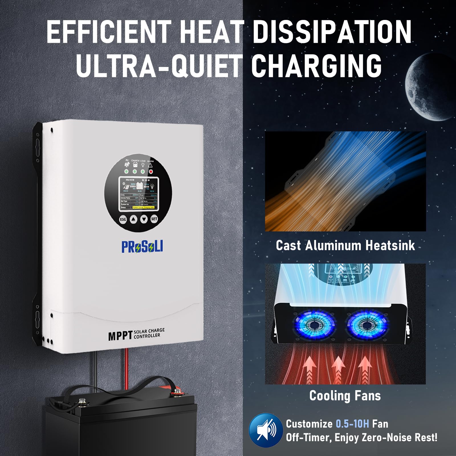 120A MPPT Solar Charge Controller, Max PV Input 230V, 12V 24V 36V 48V 60V 72V 84V 96V Auto, 120amp w/Large Solar Panel Charge Controller Intelligent Regulator for FLD/LiFePO4/SLD/GEL/AGM - Image 2