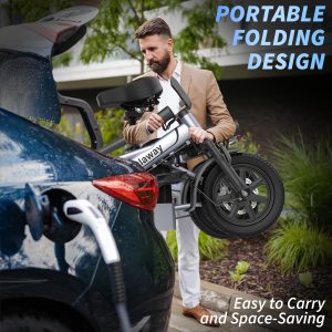 Qlaway 14 Inch Ebike 500W Folding Electric Bike 48V 10.4AH Battery Range 38 Miles Maximum Speed 22 MPH City Commuter Bicycle