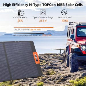 SOKIOVOLA N-Type 16BB 100W Portable Solar Panel for EF/Jackery/Bluetti/Anker Power Station,ETFE Foldable Solar Panel Charger 25% High Efficiency USB-A & QC3.0 Output IP68 for Blackout Camping RV