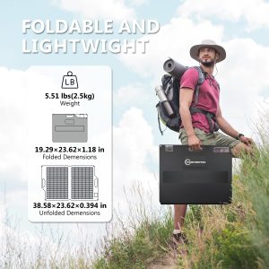Voominhtec 100W 22V ETFE Folding Portable Solar Panel, IP67 Waterproof Foldable 24% High Efficiency, QC3.0 USB-A &Type-C Output,-Light Solar Charger for Power Station RV Camping Off Grid